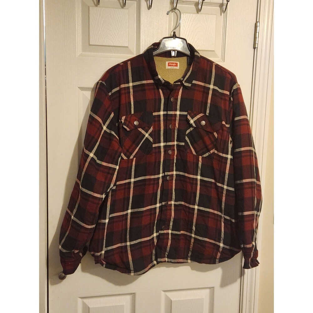 Wrangler Men's Long Sleeve Plaid Fleece Shirt Size XL Jacket